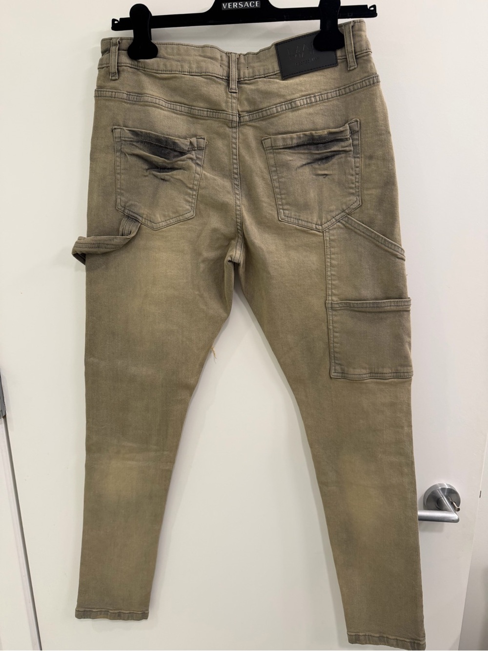 Boohoo Olive Green Distressed Cargo Jeans - Picture 2 of 2